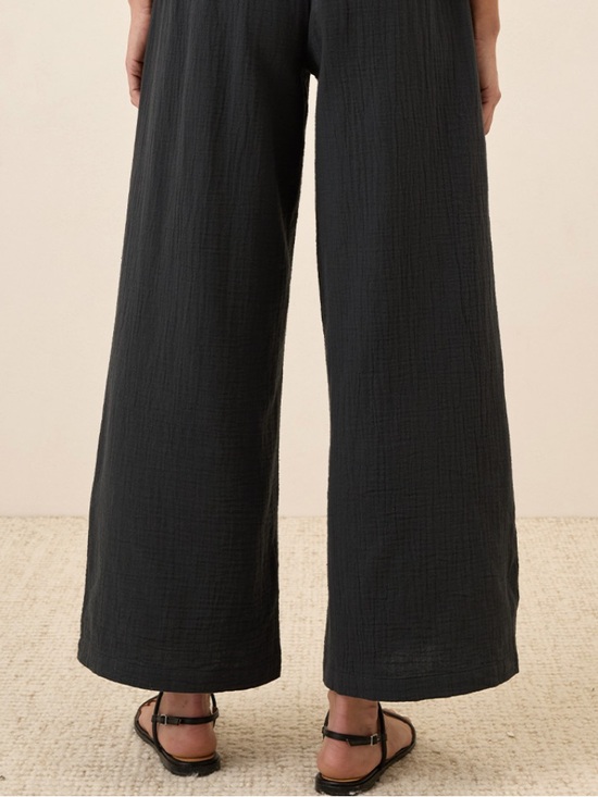 Pact Organic Pants - Pact organic coastal double wide-Leg Black Women's Pants L